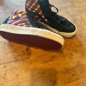 Vans Black and Yellow Plaid High-Top Sneakers